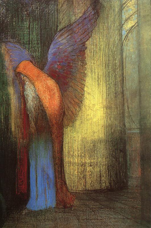 Odilon Redon Winged Old Man with a Long White Beard Norge oil painting art